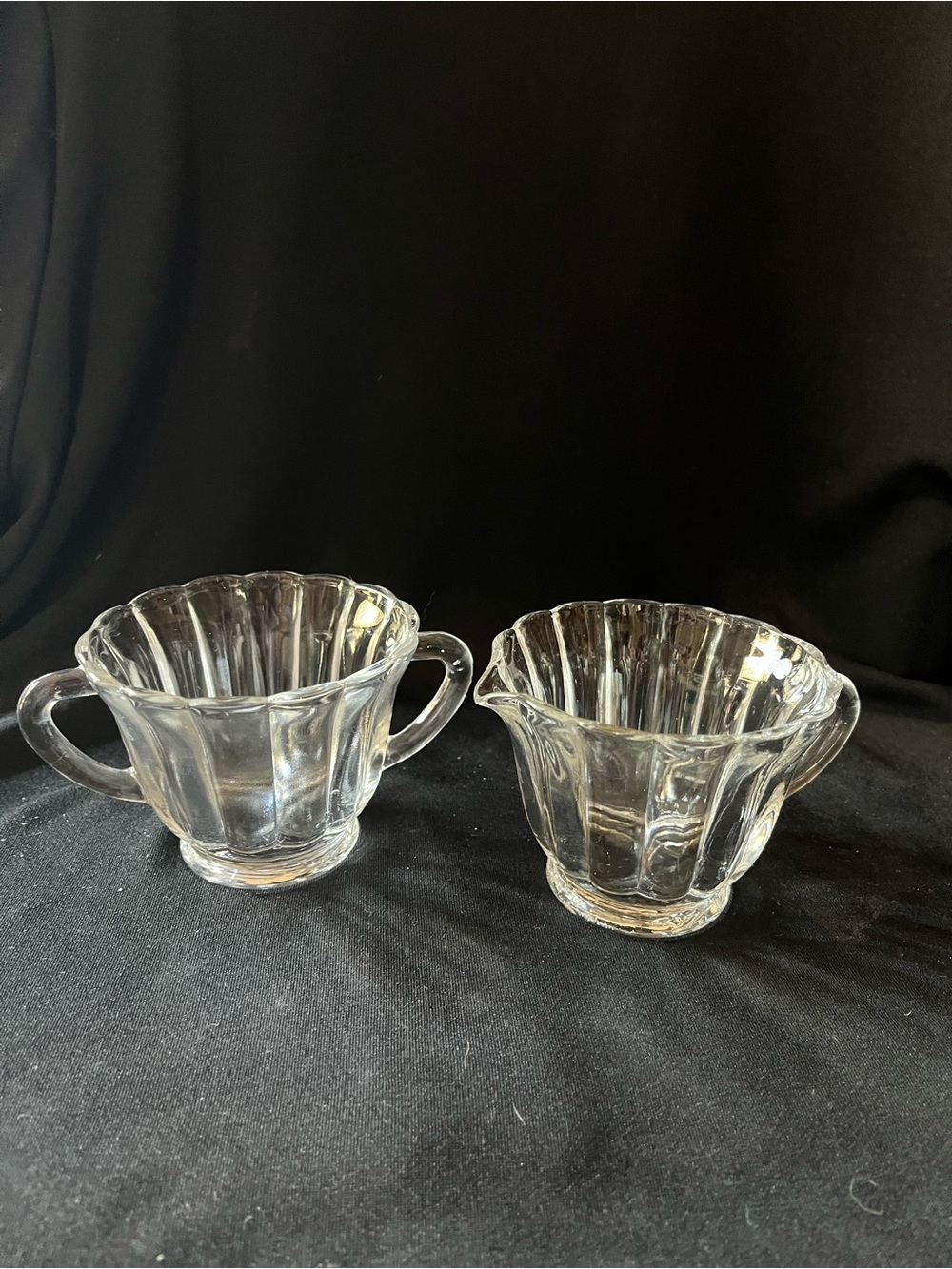 Imperial Glass Creamer and Sugar Set - Elegant Vintage Pillar Flute